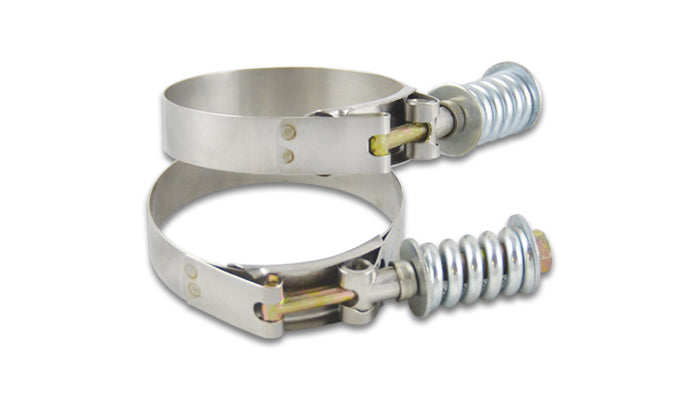 Vibrant Performance 27832 Stainless Spring-Loaded T-Bolt Hose Clamps, 3.53–3.83 Inch Range, Pair