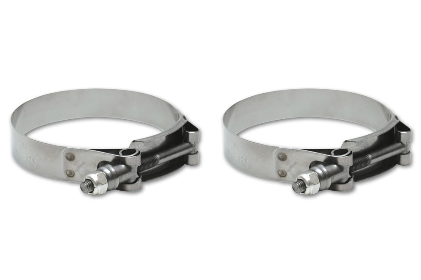 Vibrant Performance 2804 Stainless Steel T-Bolt Hose Clamps, 6.280–6.590 Inch Range, Pair