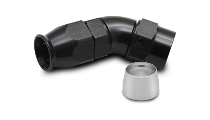 Vibrant Performance 28406 45-Degree Full-Flow PTFE Hose End Fitting, -6AN to -6AN Female, Black Anodized Aluminum