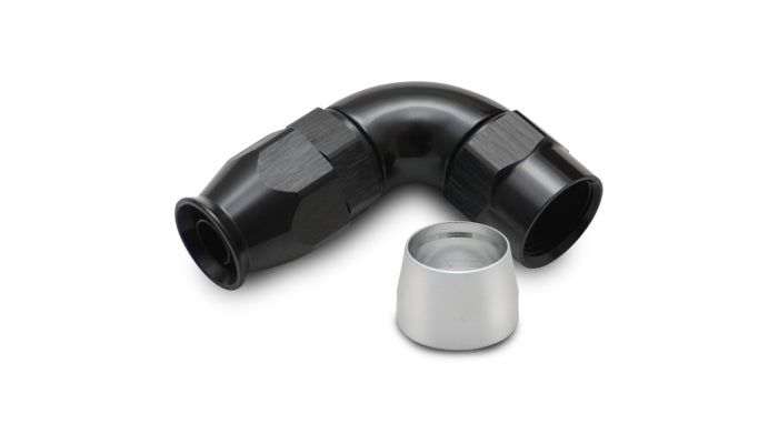 Vibrant Performance 28910 90-Degree -10AN PTFE Hose End Fitting, Aluminum, Black Anodized