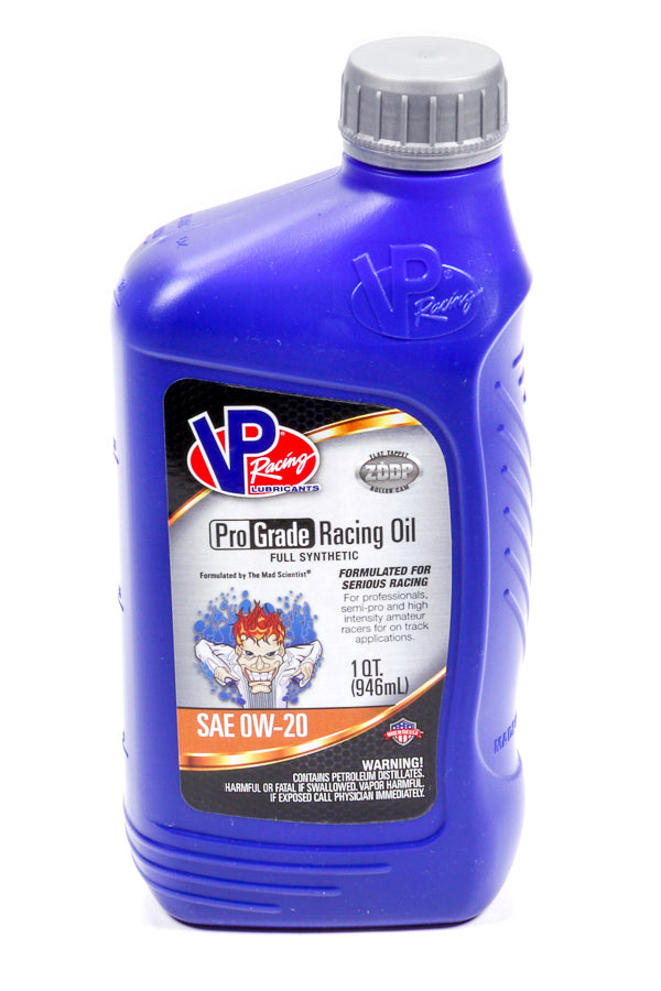 VP Racing Pro Grade Racing 0W-20 Synthetic Motor Oil, High Zinc, 1 Quart Bottle, Part 2715