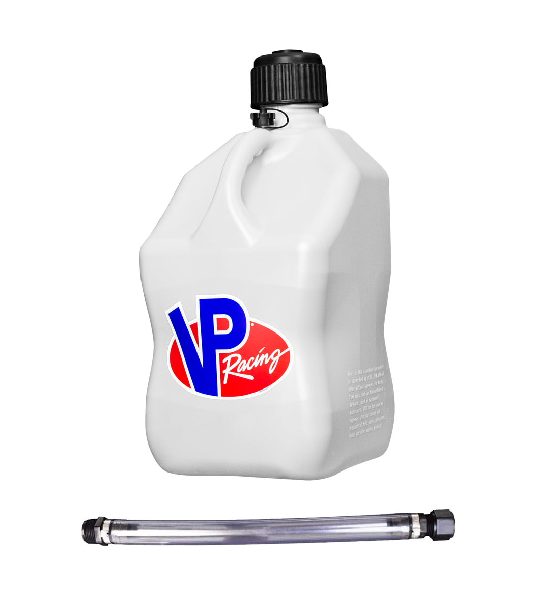VP Racing 3520-CA Motorsports Utility Jug, 5.5 Gallon White Square with Filler Hose
