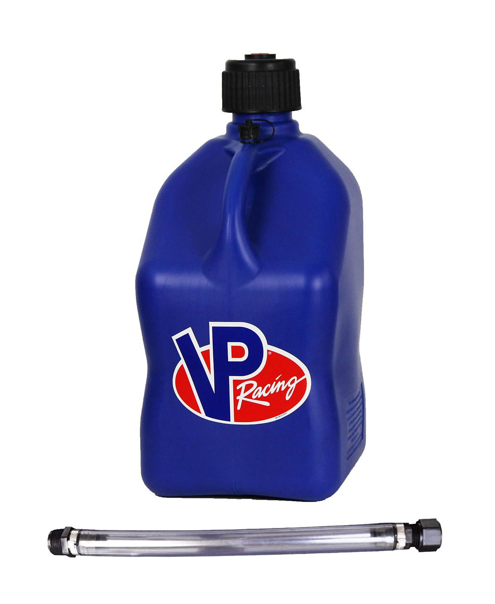 VP Racing 3536-CA Motorsports Utility Jug, 5.5 Gallon Blue Square Container with Filler Hose