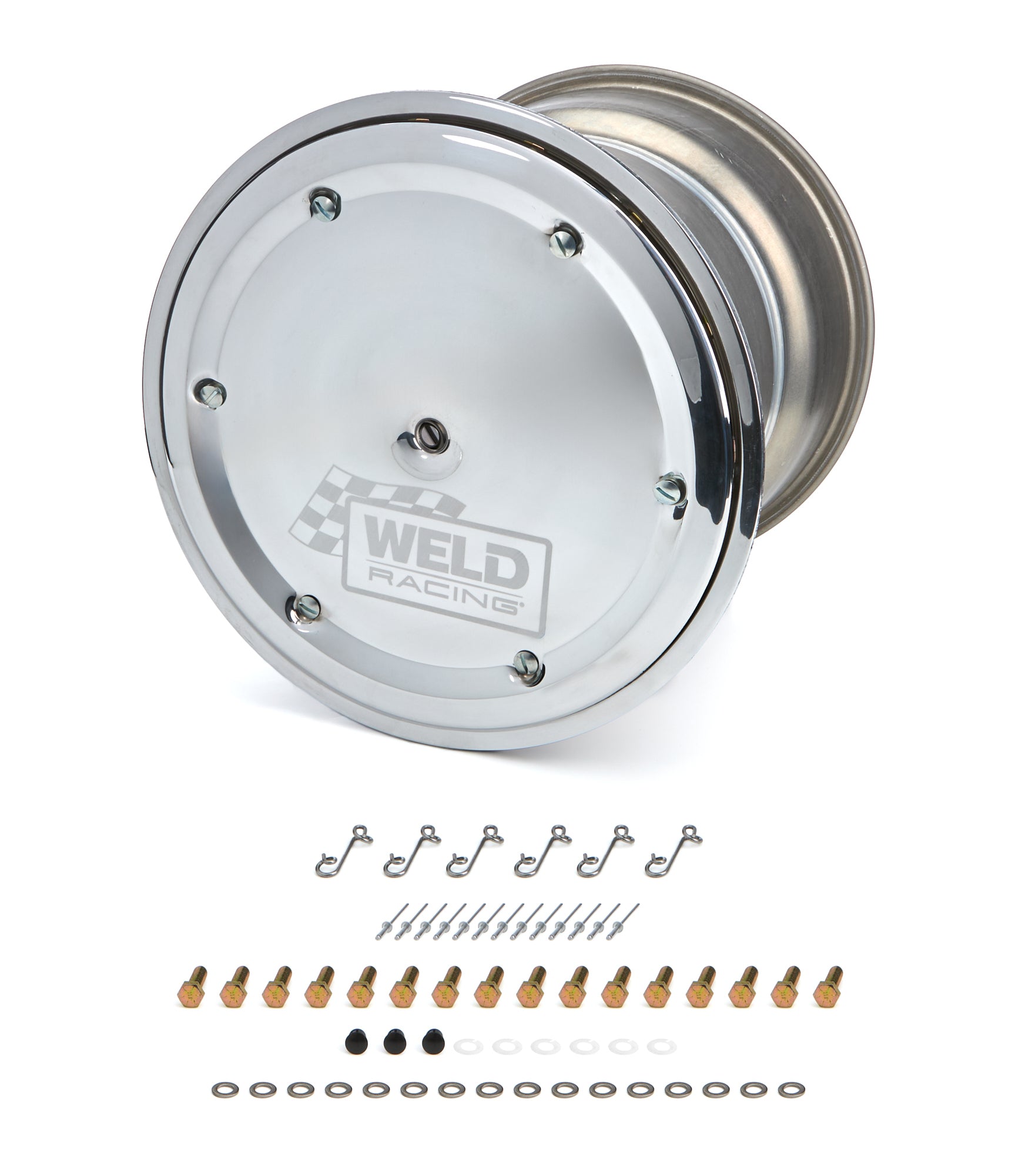 WELD Racing 559-5455-6 Wide 5 XL Beadlock Wheel, 15 x 14 in, 5 in Backspace, Polished Aluminum