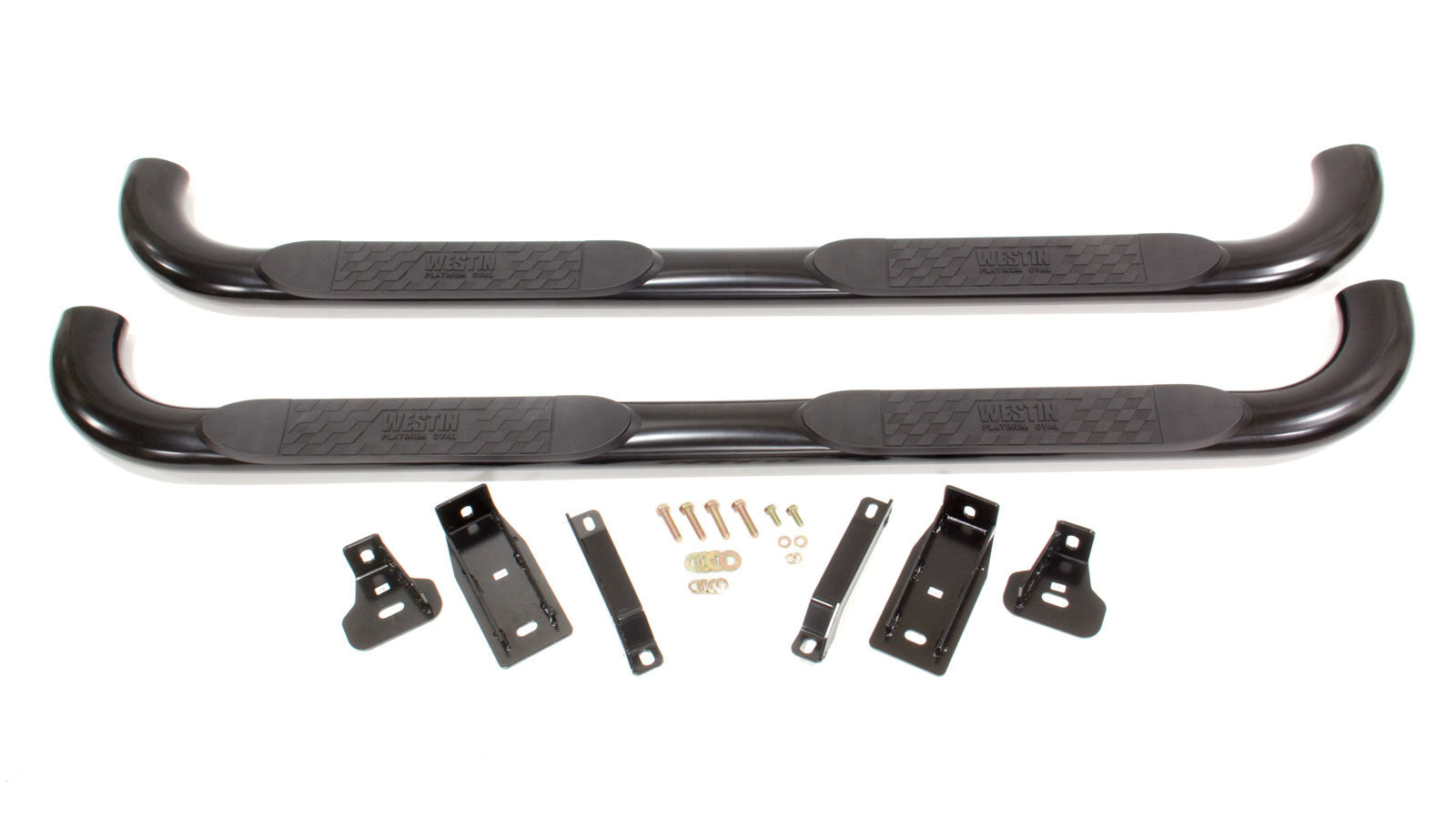 Westin Platinum 21-1685 4-Inch Oval Step Bars with Mounting Kit, Black Powder Coat, Pair