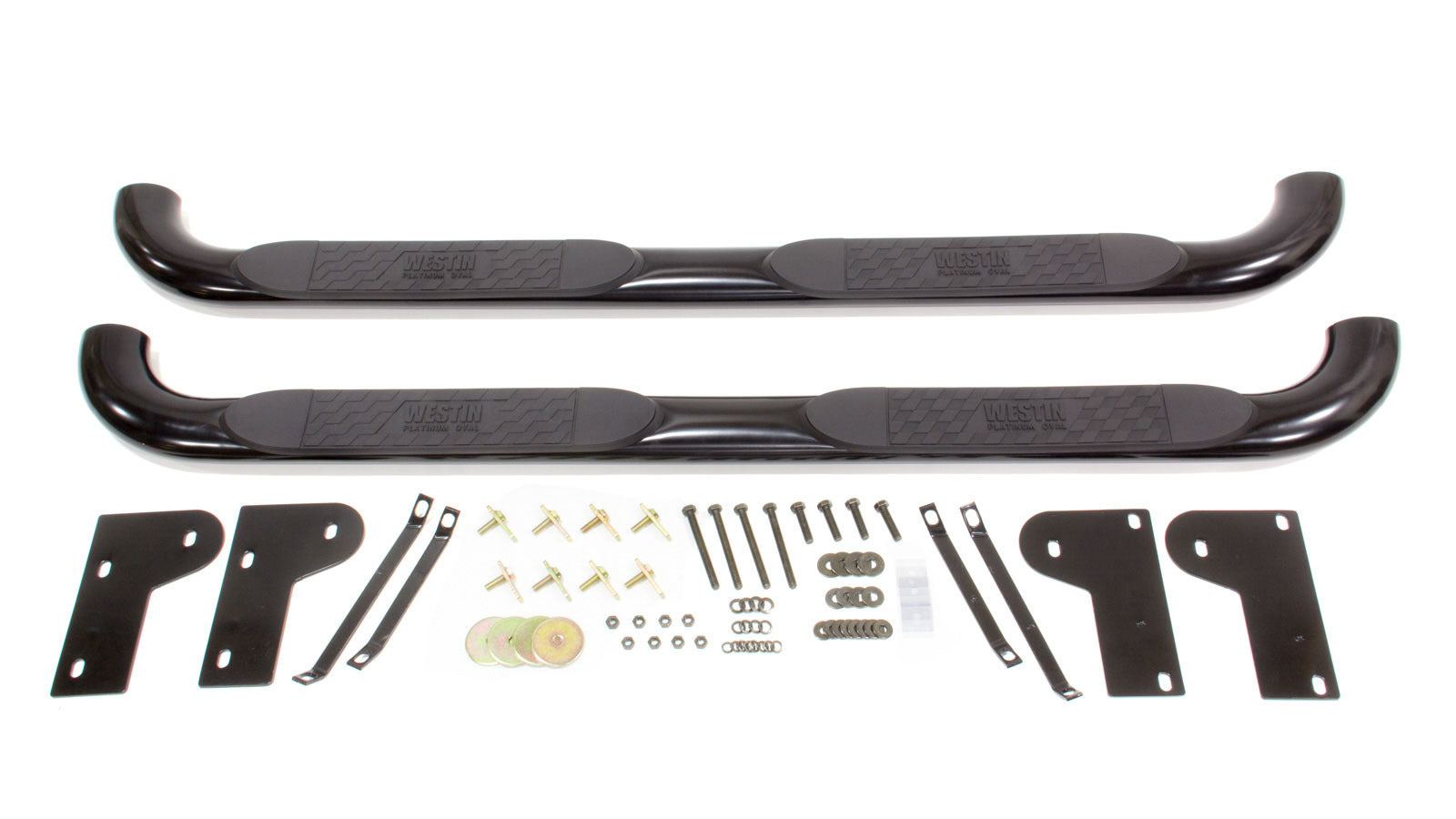 Westin Platinum Oval Step Bars for 2002-2009 Dodge Ram Crew Cab, 4-Inch Black Powder-Coated Steel, Part Number 21-2315