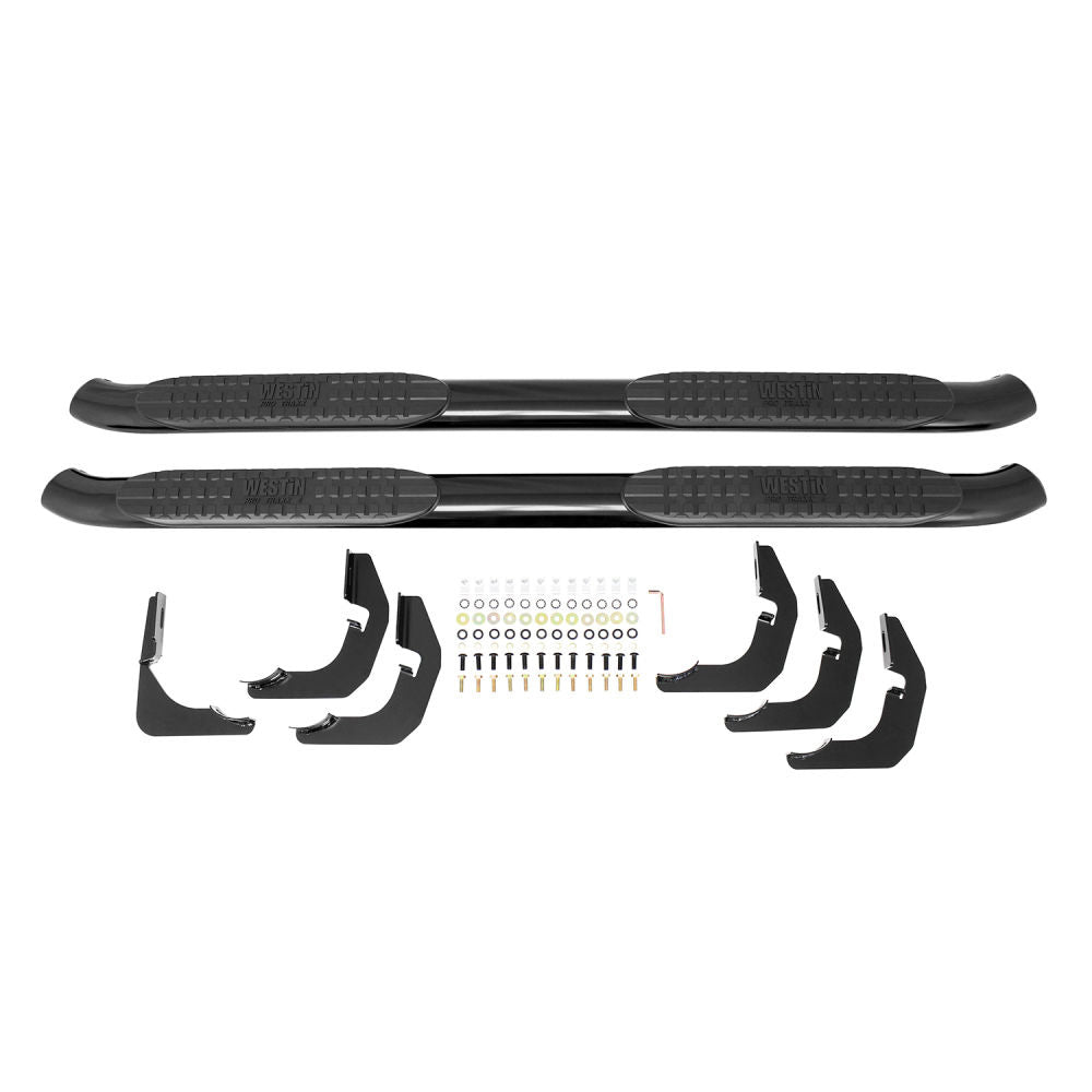 Westin Pro Traxx 4-Inch Oval Step Bars with Mounting Kit, Black Steel, Ford F-150 SuperCrew 2015, Part 21-23945
