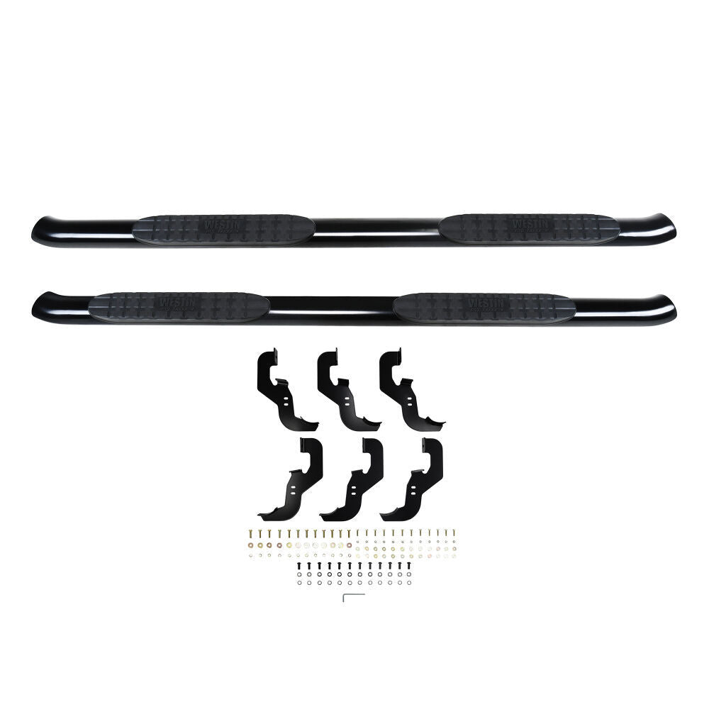 Westin Pro Traxx 4-Inch Oval Curved Step Bars, Part Number 21-24135, for 2019-2021 GM Full-Size Crew Cab Trucks