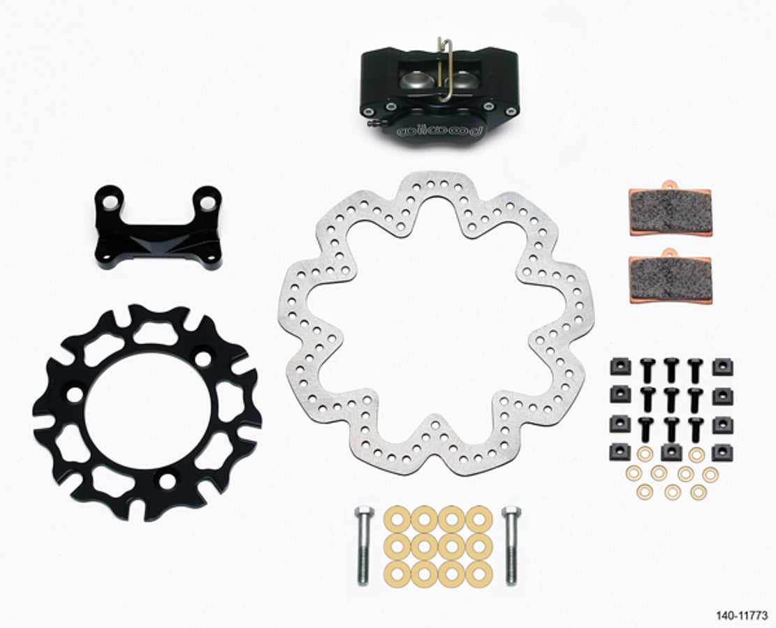 Wilwood GP320 Front Brake Kit with 4-Piston Caliper and Drilled Scalloped Rotor, Part 140-11773