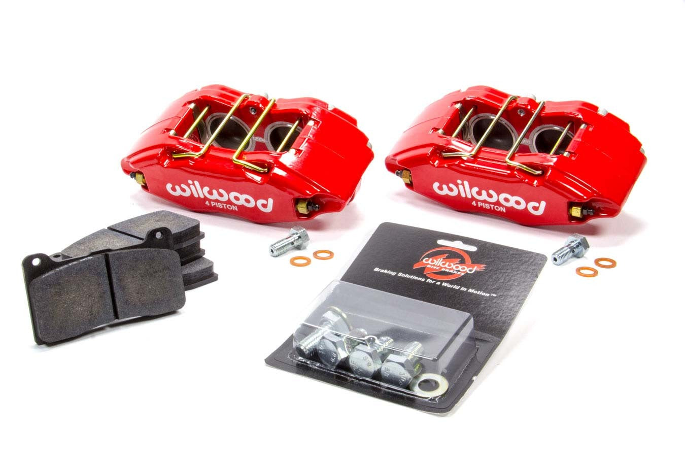 Wilwood 140-13029-R Forged DPHA Front Brake Caliper and Pad Kit, 4-Piston, Red