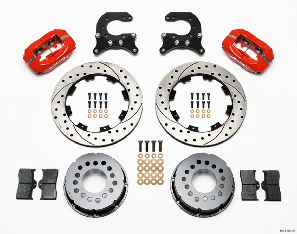 Wilwood 140-2112-DR Dynalite Rear Brake Kit for GM 12-Bolt with Red 4-Piston Calipers