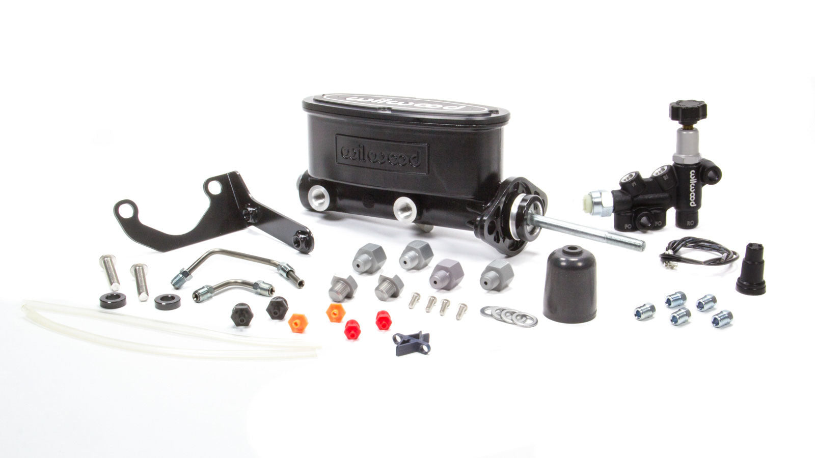 Wilwood 261-13626-BK Tandem Master Cylinder Kit with Bracket and Proportioning Valve, 0.938-Inch Bore, Black Aluminum