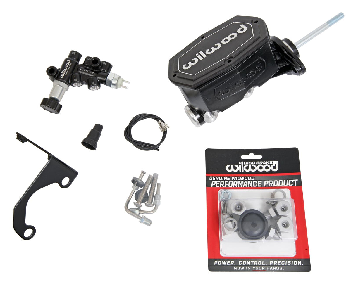 Wilwood 261-14962-BK Tandem Master Cylinder Kit with Bracket and Proportioning Valve, 15/16-Inch Bore