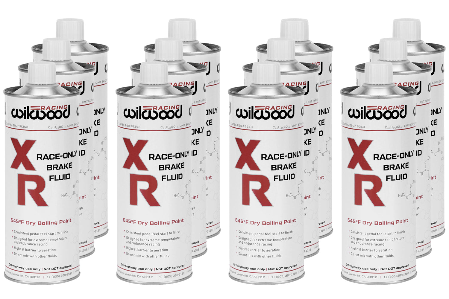 Wilwood XR Racing Brake Fluid 290-16355, Glycol, Non-DOT, 16.9 oz Cans, 12-Pack