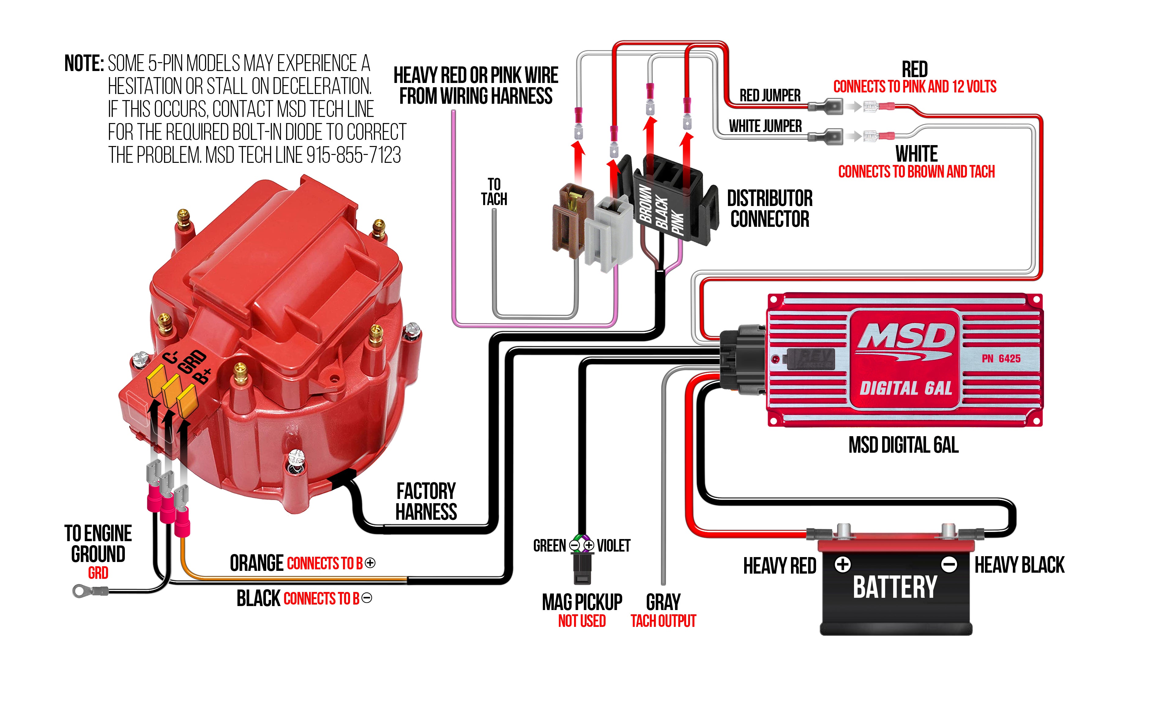 MSD Digital 6AL Ignition Control Module 6425 Red Rev Limiter Universal product image 25