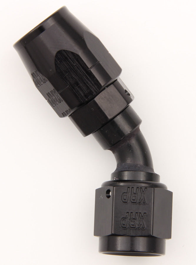 XRP 204516BB #16 45-Degree Double Swivel Hose End, AN Hose to AN Female, Black Anodized Aluminum
