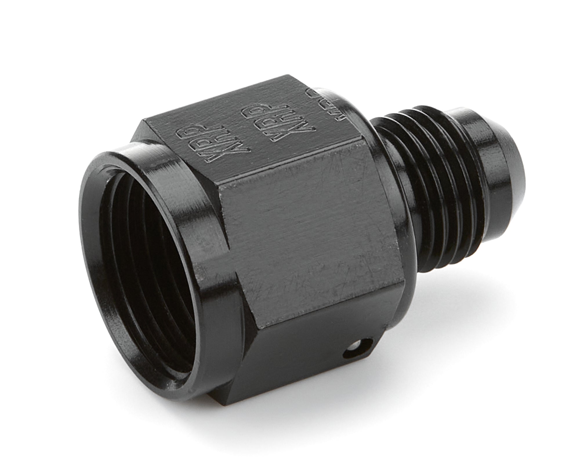 XRP 995008BB AN Flare Reducer Adapter Fitting, Straight, 8 AN Female to 6 AN Male, Black Anodized Aluminum