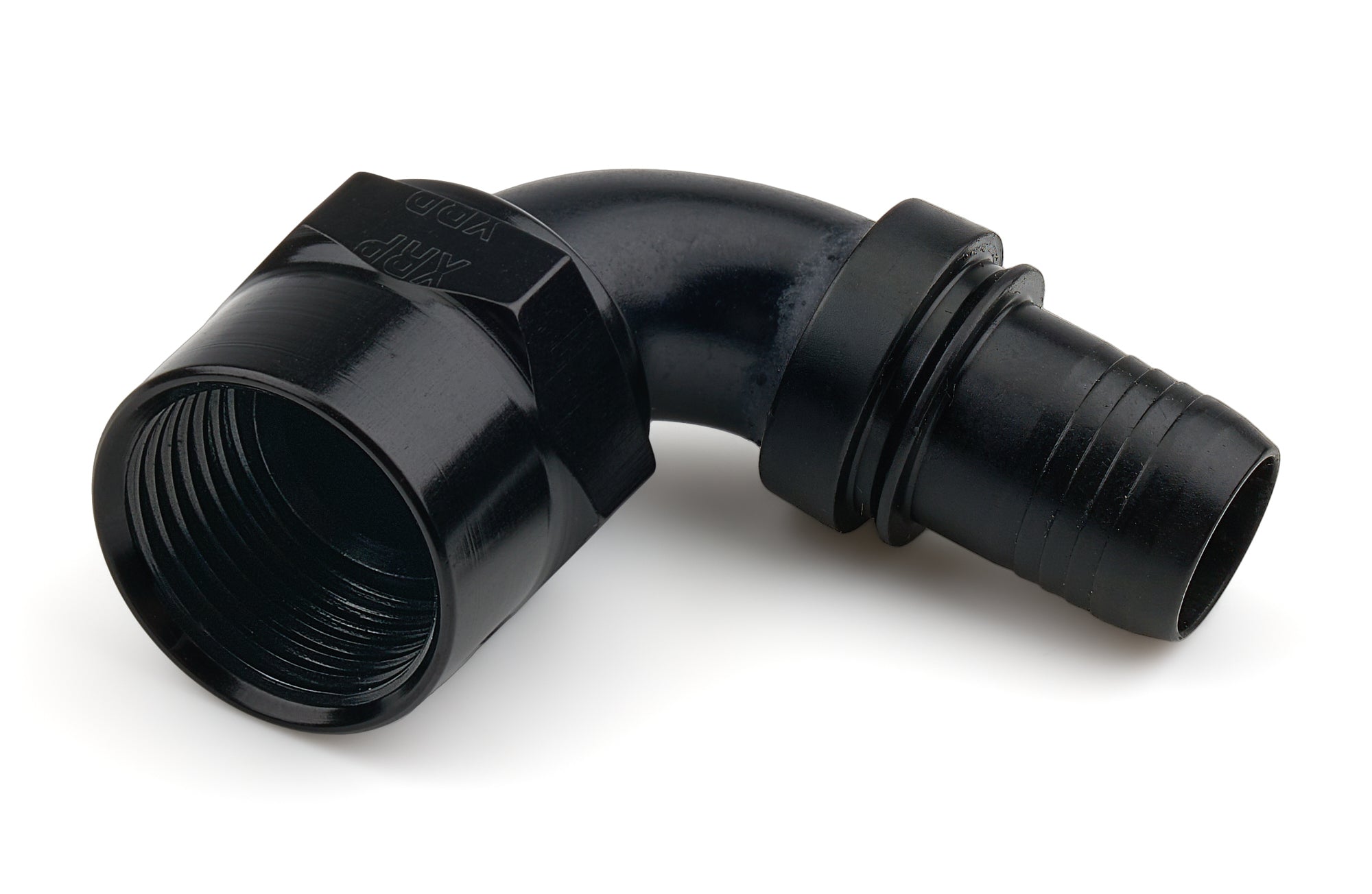 XRP Race 10 AN 90-Degree Crimp Hose End to 10 AN Female, Black Anodized - RC229010TDBB