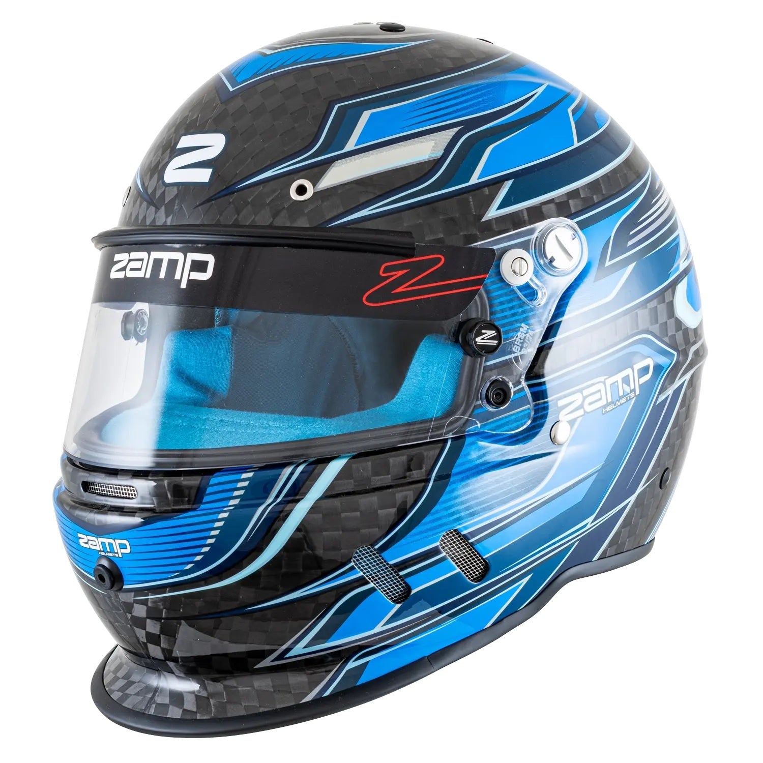 ZAMP RZ-67D Full-Face Racing Helmet, Snell SA2025, Carbon Fiber and Fluorescent Blue, Large - H781C04L