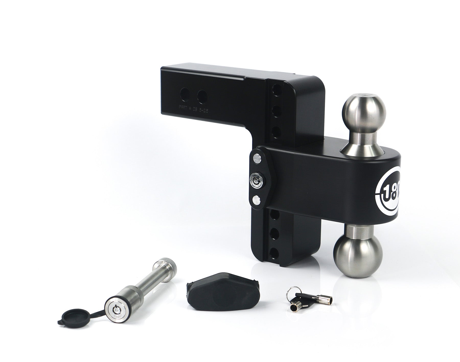 Weigh Safe LTB6-25-KA-CER-BLA Black 180 Hitch w/ SS Combo Ball 6" Drop for 2.5" Shank withHitch Pin Lock