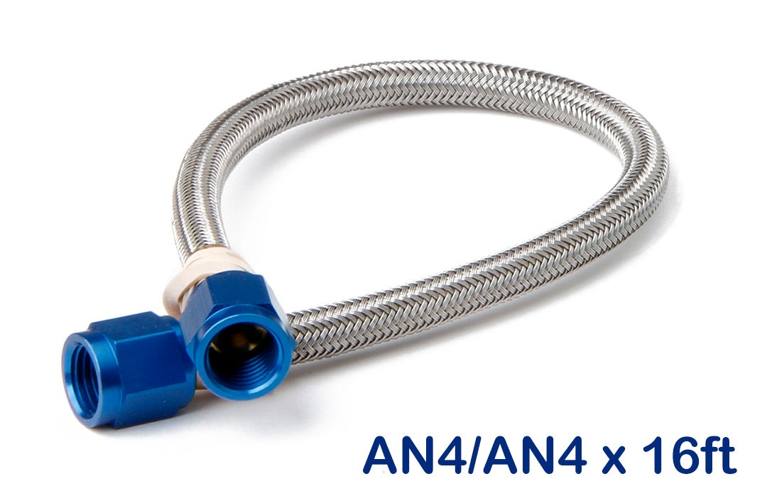 NOS/Nitrous Oxide System NOS Stainless Steel Braided Hose -4AN 16-foot Blue 15300NOS