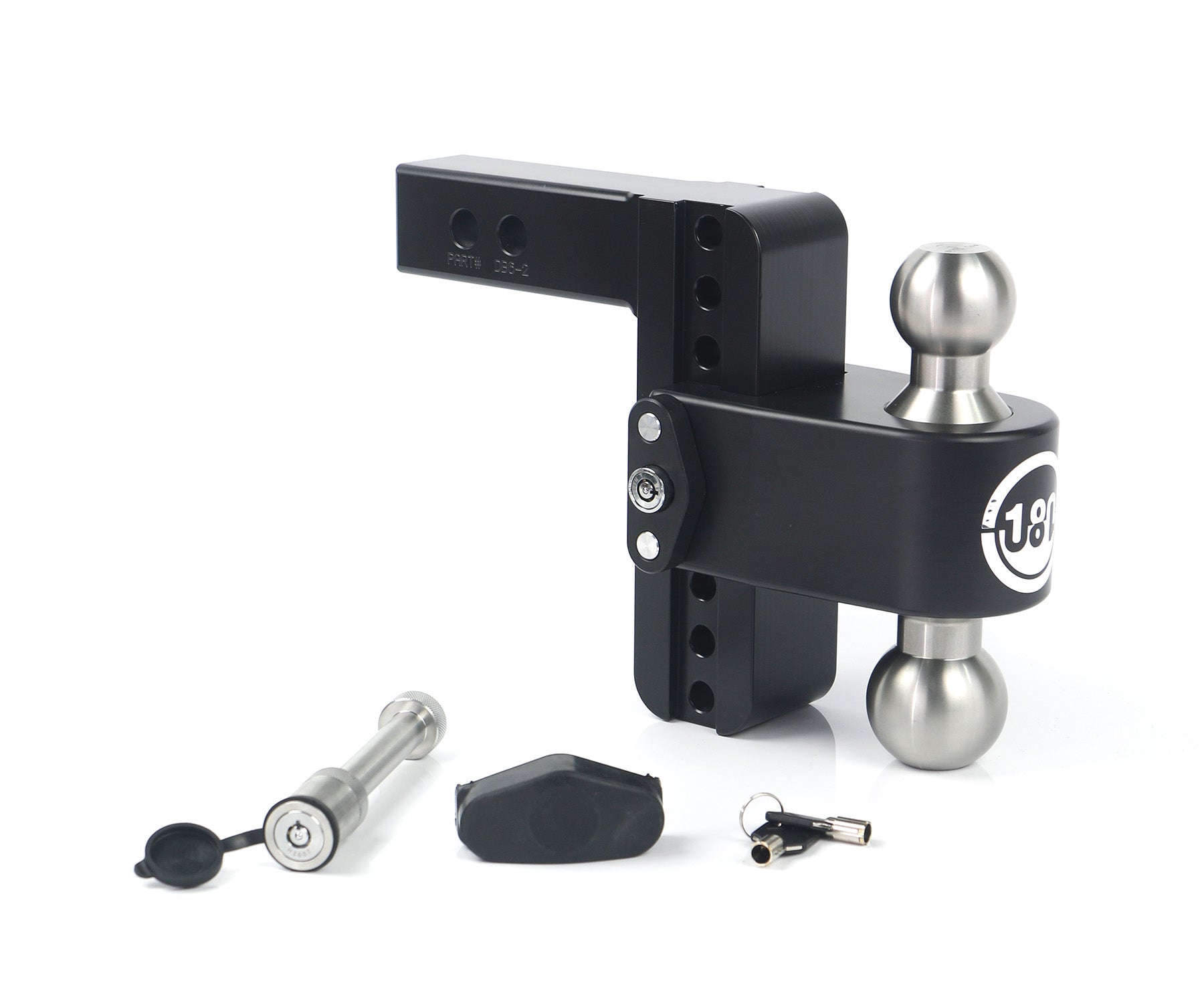 Weigh Safe LTB6-2-KA-CER-BLA Black 180 Hitch w/ SS Combo Ball 6" Drop for 2" Shank withHitch Pin Lock