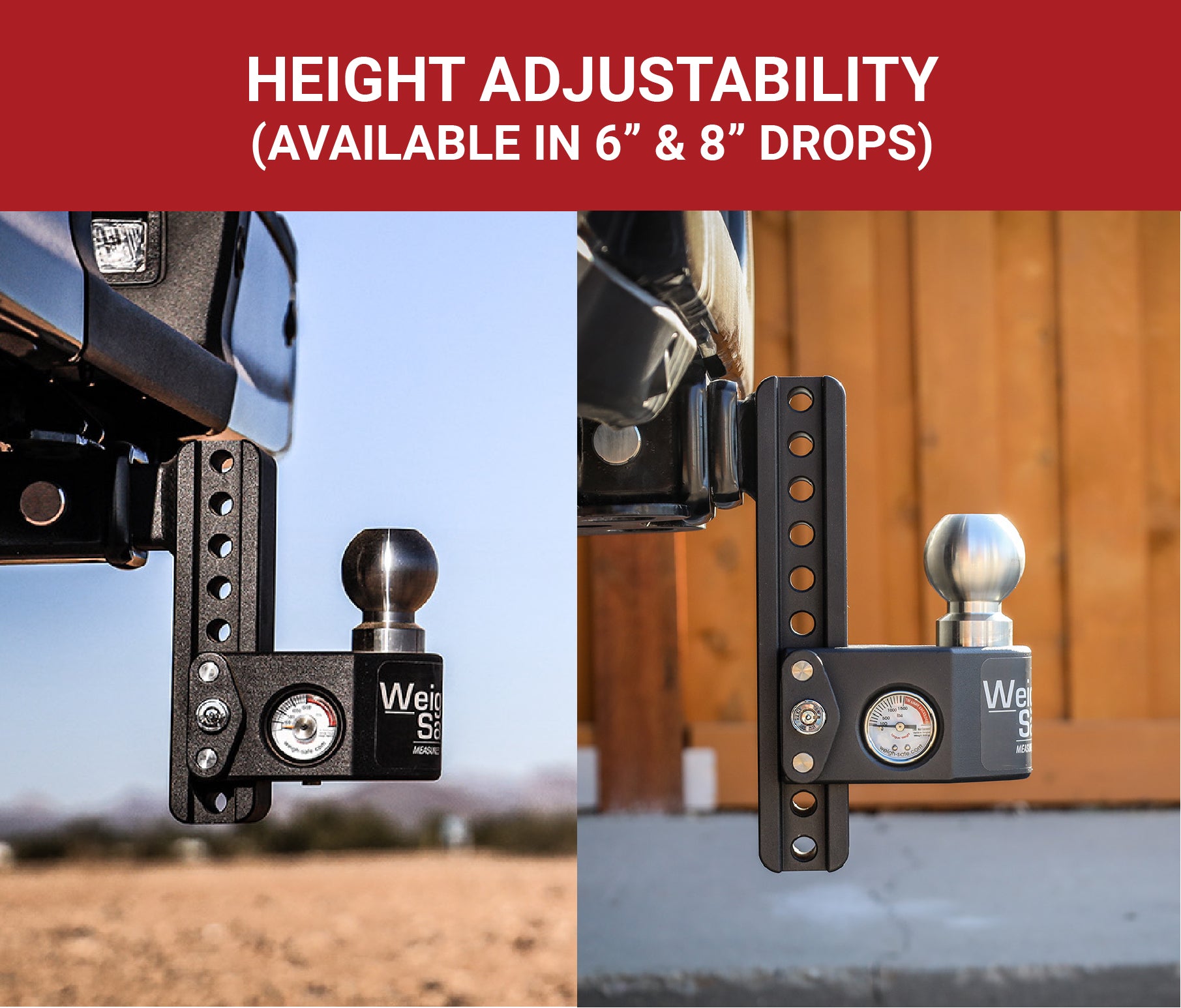 Weigh Safe SWS8-2 Steel Adjustable Drop Hitch - 8" Drop & 2" Shank Trailer Hitch
